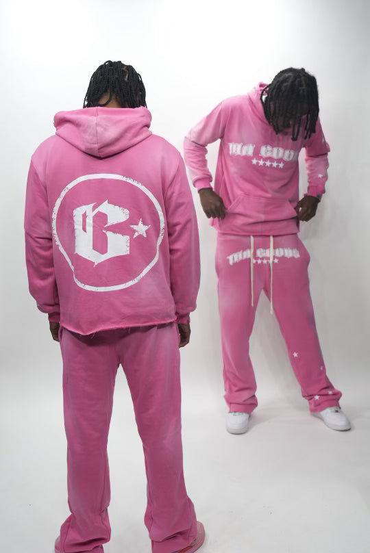 Pink Sun Washed Flare Sweatpants