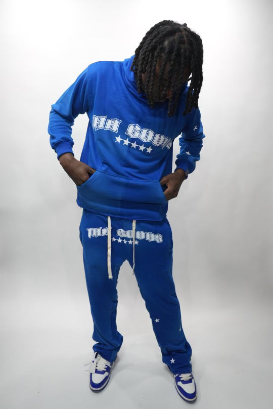 Blue Sun Washed Cropped Hoodie