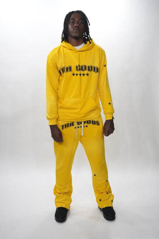 Yellow Sun Washed Cropped Hoodie