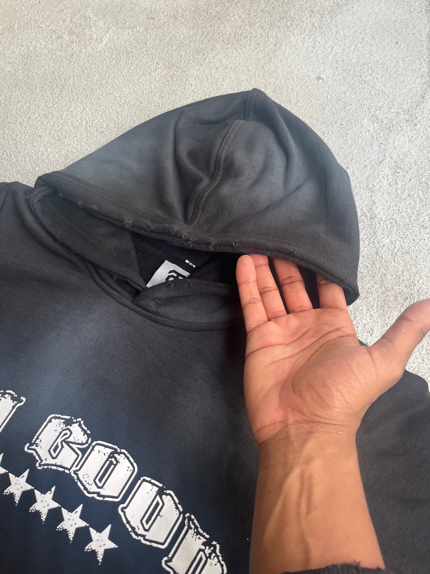 Black Sun Washed Cropped Hoodie