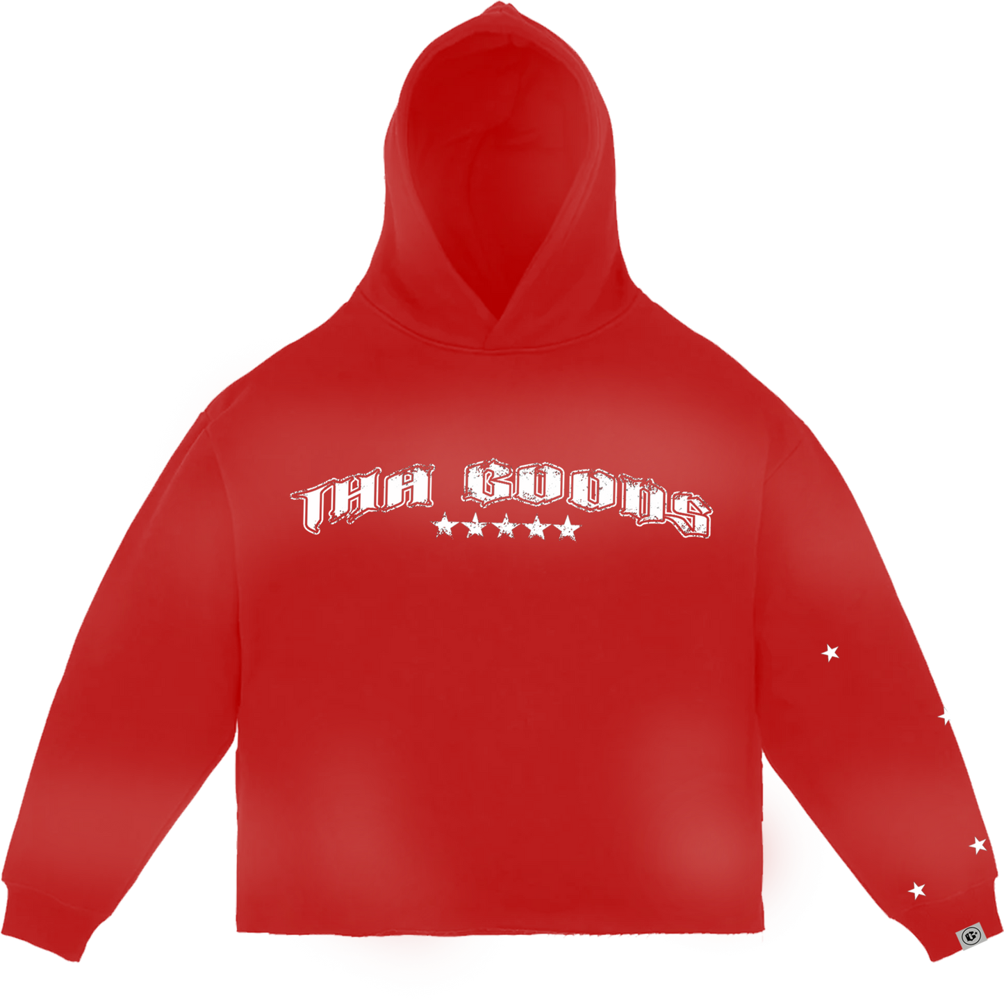 Red Sun Washed Cropped Hoodie