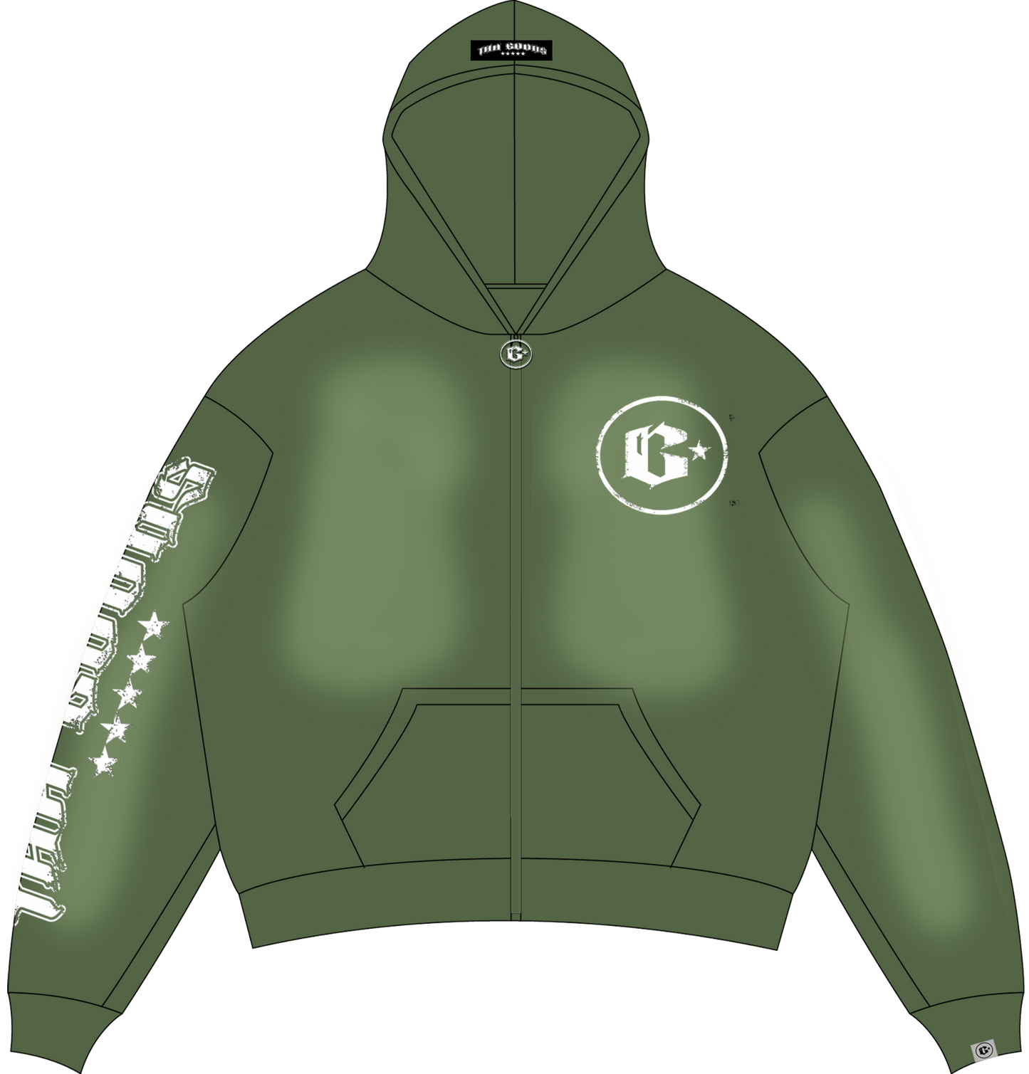 Olive Green Sun Fade Zip Up