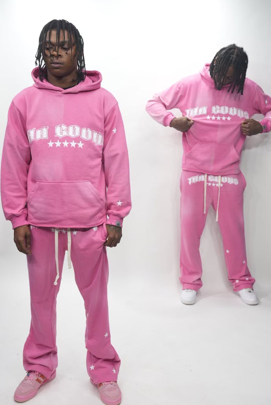 Pink Sun Washed Flare Sweatpants