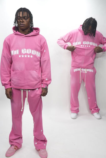 Pink Sun Washed Flare Sweatpants