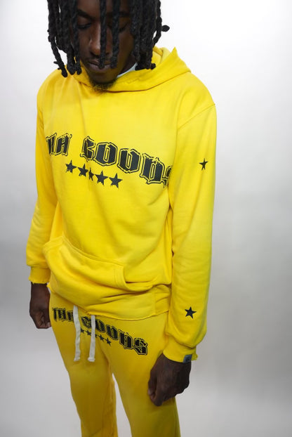 Yellow Sun Washed Cropped Hoodie