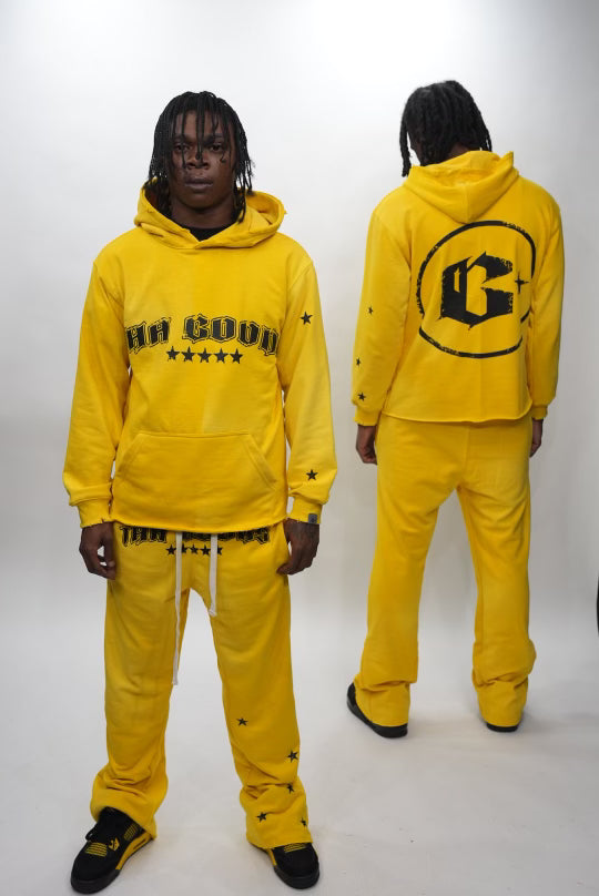 Yellow Sun Washed Cropped Hoodie