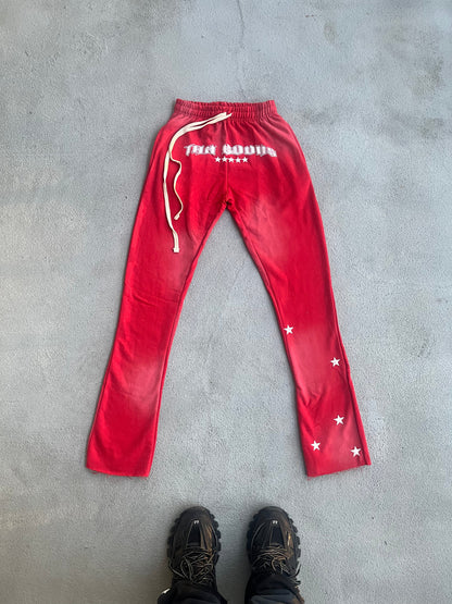 Red Sun Washed Flare Sweatpants