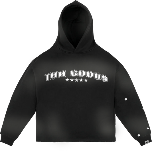 Black Sun Washed Cropped Hoodie