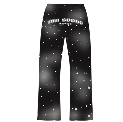 Black Rhinestone Sun Washed Flare Sweatpants