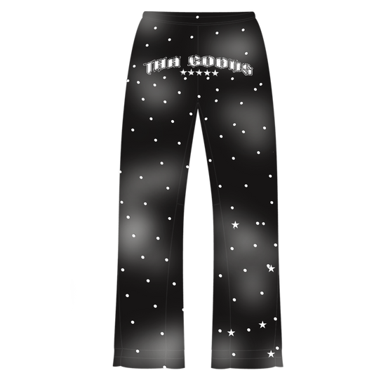 Black Rhinestone Sun Washed Flare Sweatpants