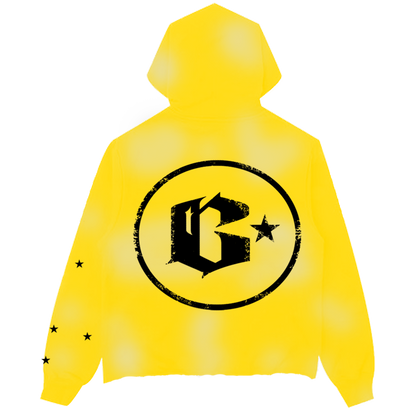 Yellow Sun Washed Cropped Hoodie