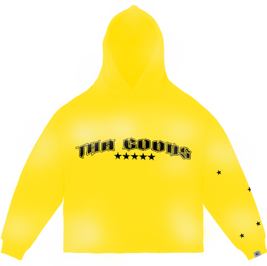 Yellow Sun Washed Cropped Hoodie