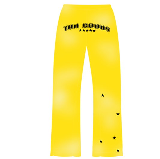 Yellow Sun Washed Flare Sweatpants
